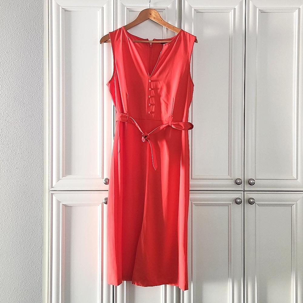 NWT BANANA REPUBLIC | Center Split Belted Midi Dress - Picture 2 of 7